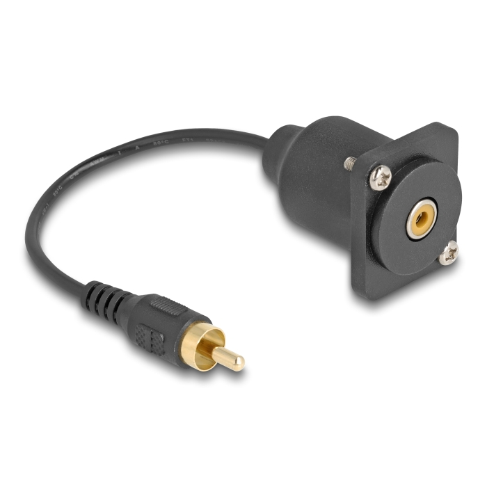 Delock D-típusú kábel RCA apa anya fekete 20 cm (88152) (88152)