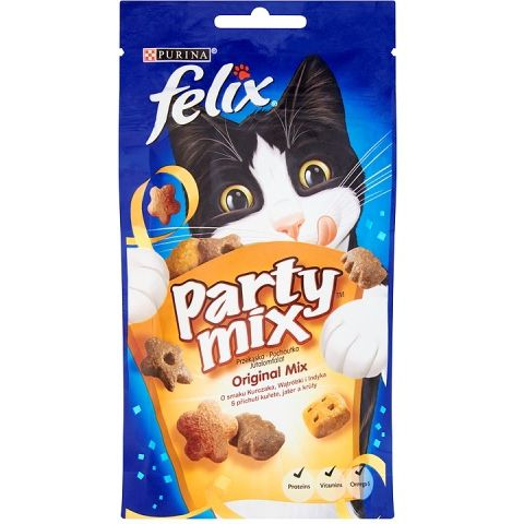 Állateledel jutalomfalat FELIX Party Mix Original Mix macskáknak 60 g