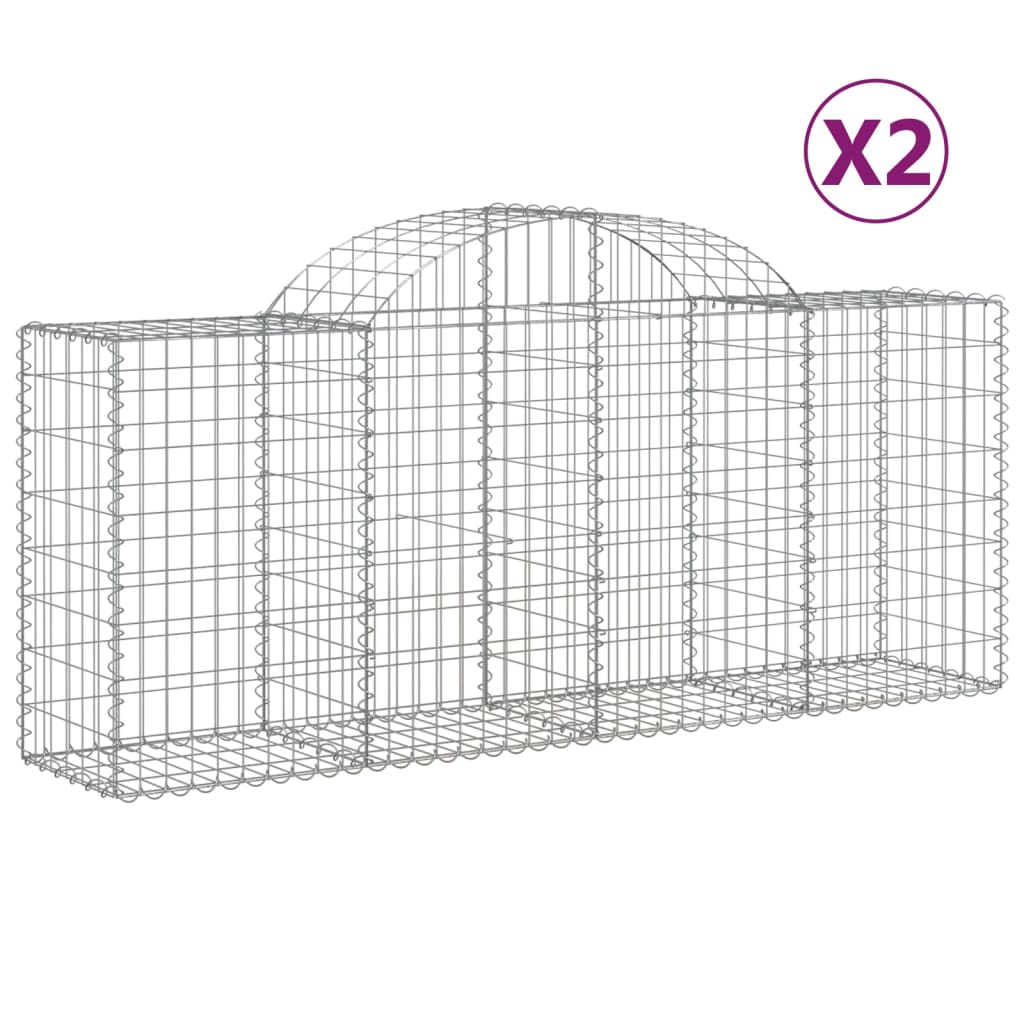 2 db íves horganyzott vas gabion kosár 200x50x80/100 cm (3146299)