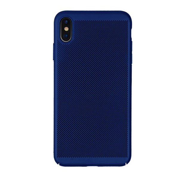 Műanyag telefonvédő (gumírozott, lyukacsos minta) SÖTÉTKÉK [Apple iPhone XS Max 6.5] (5996457811151)