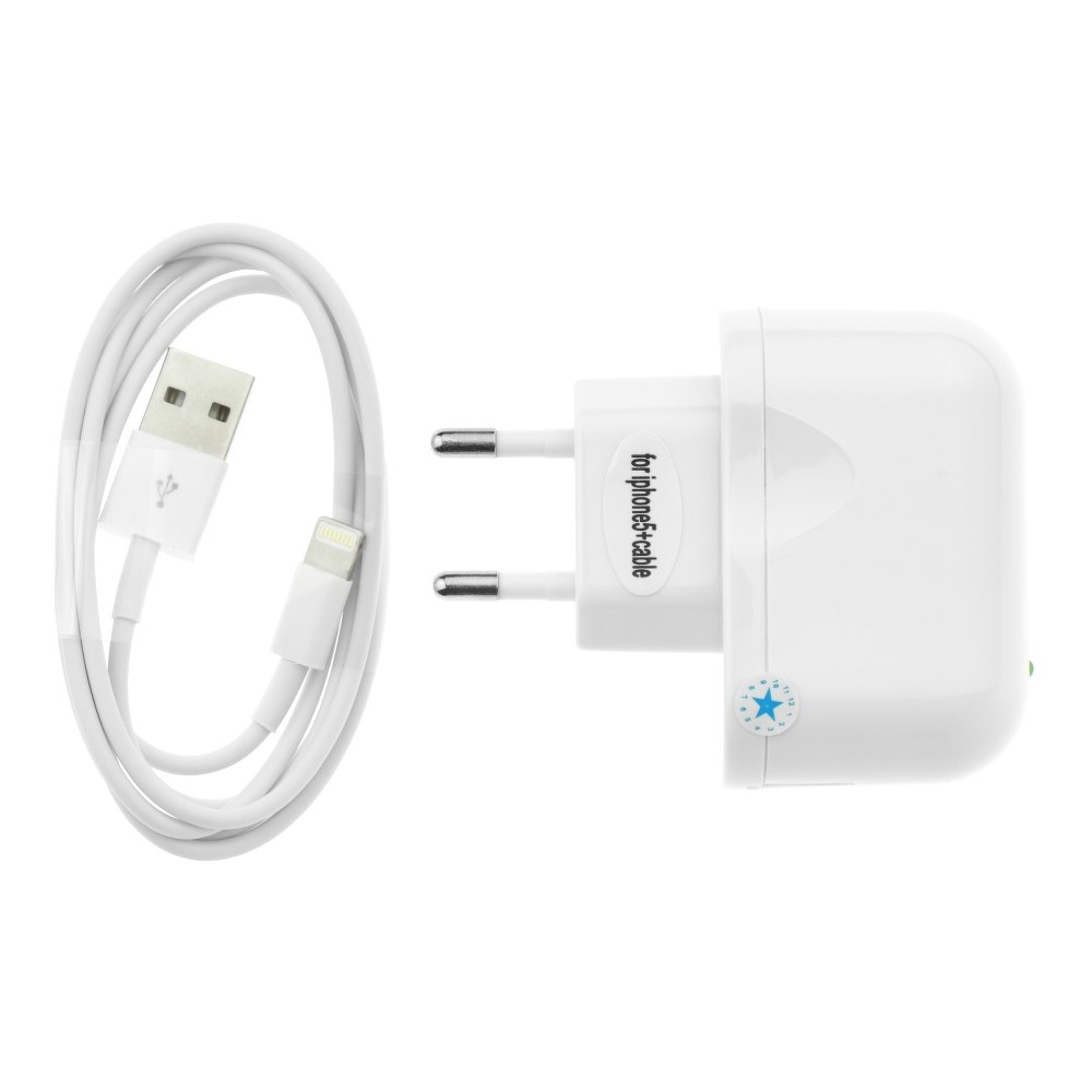 BlueStar Hálózati töltő Apple iPhone 5/6/6s készülékekhez - Fehér (BS183729)
