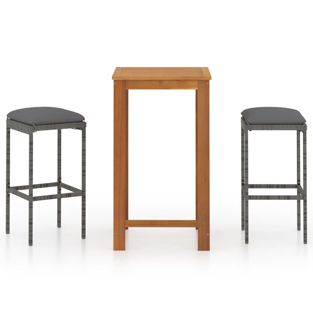 3 részes szürke kerti bárszett párnákkal (3067980)