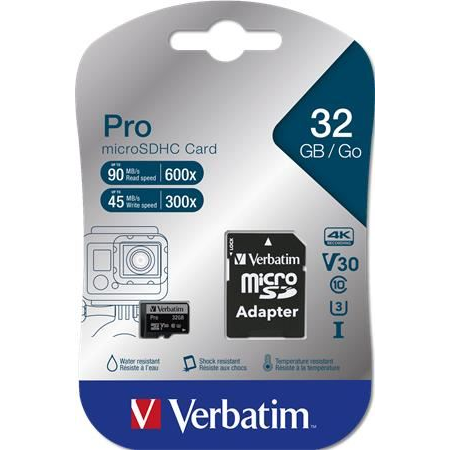 Verbatim Pro 32 GB MicroSDHC UHS Klasse 10