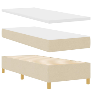 Boxrugós ágy matracmal fejtámlával Krém 80 x 200 cm szövet