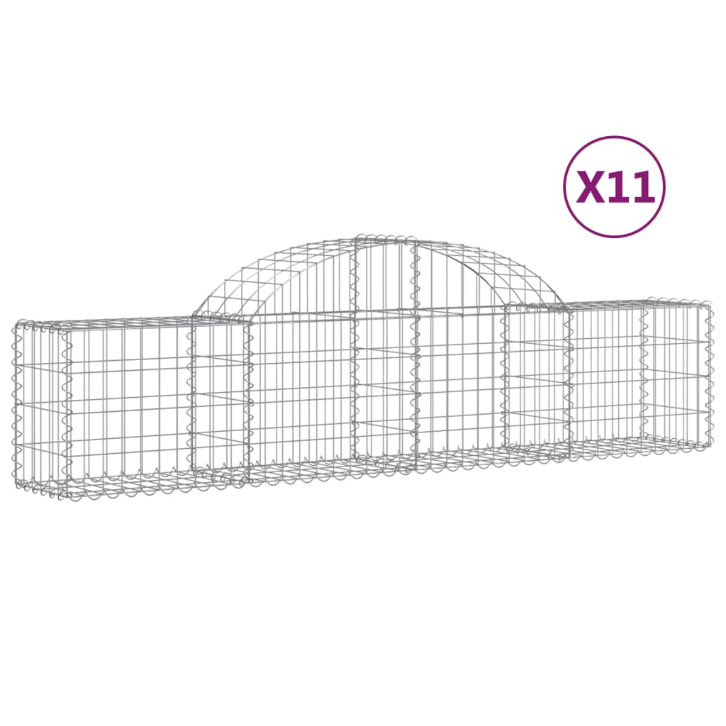 11 db íves horganyzott vas gabion kosár 200x30x40/60 cm (3146056)
