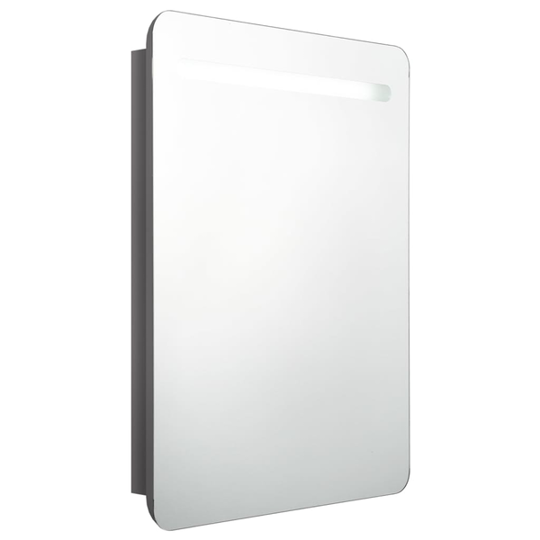 fényes szürke LED-es tükrös fürdőszobaszekrény 60 x 11 x 80 cm