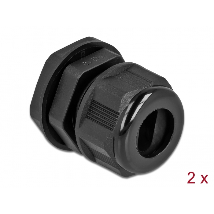 Delock Kábel tömszelence PG16 két kábelbemenettel 2 db. Fekete (60385) (60385)