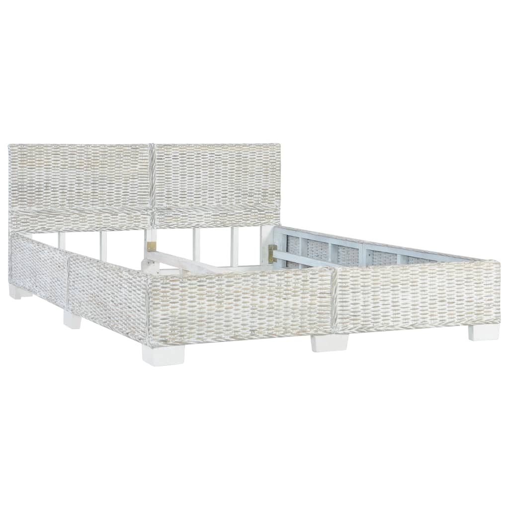 szürke természetes rattan ágykeret 140 x 200 cm (283091)