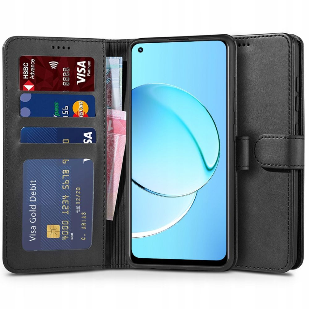 Realme 10 4G, Oldalra nyíló tok, stand, mágnes csattal, TP Wallett, fekete (9490713930809)