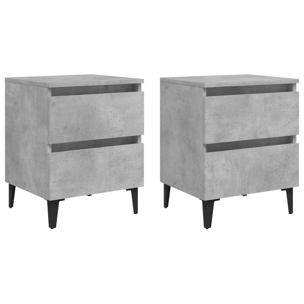 2 db betonszürke forgácslap éjjeliszekrény 40 x 35 x 50 cm (805878)