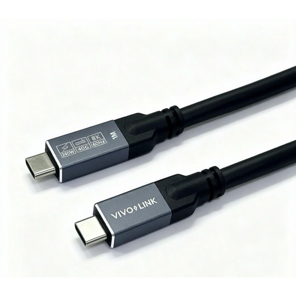 Vivolink USB-C to USB-C Cable 1m - USB4, 40Gbps, 100W PD, 8K, Enterprise-tested cavo USB USB4 Gen 2x2 USB C 40 Gbit/s Nero