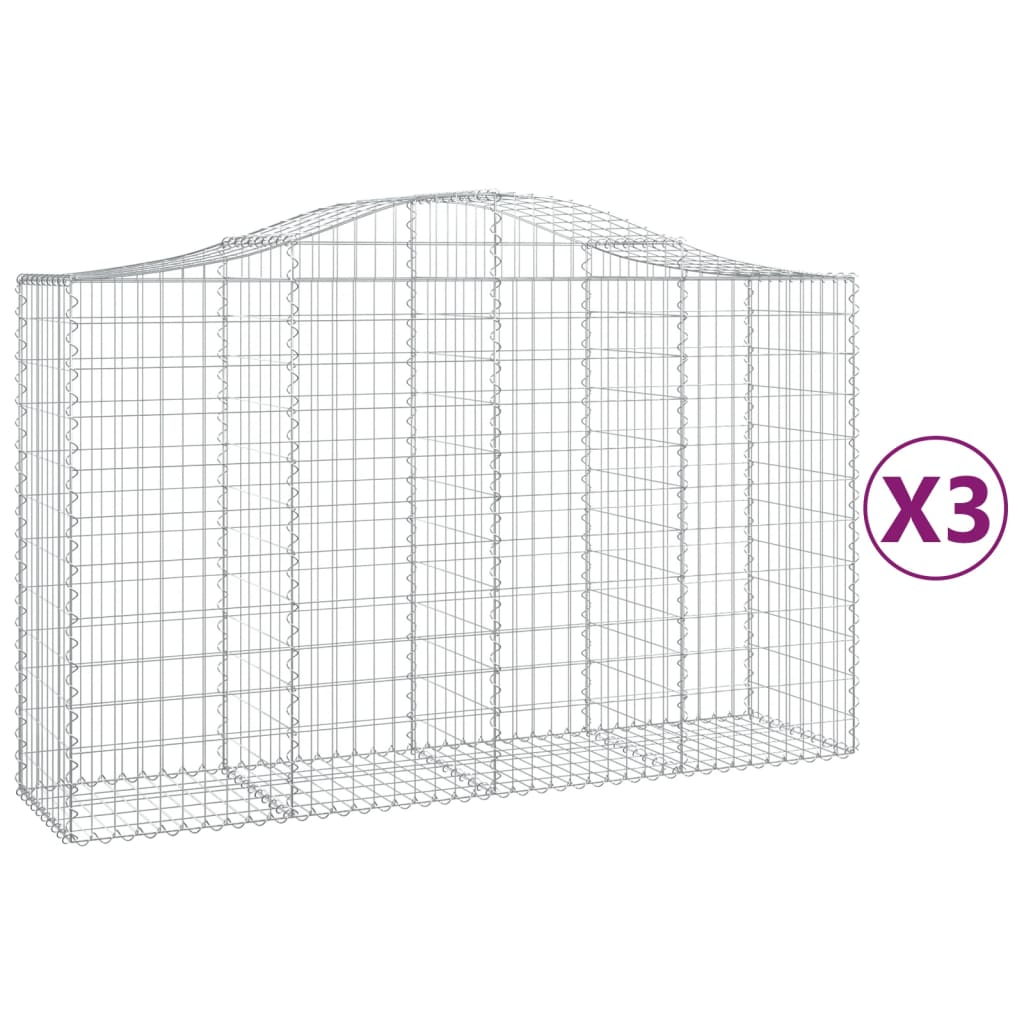 3 db íves horganyzott vas gabion kosár 200x50x120/140 cm (3145662)
