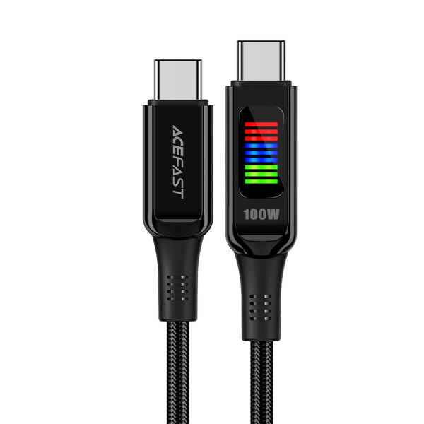 Cablu de date Acefast C7-03, USB-C, 100W, 1.2m, cu ecran, negru
