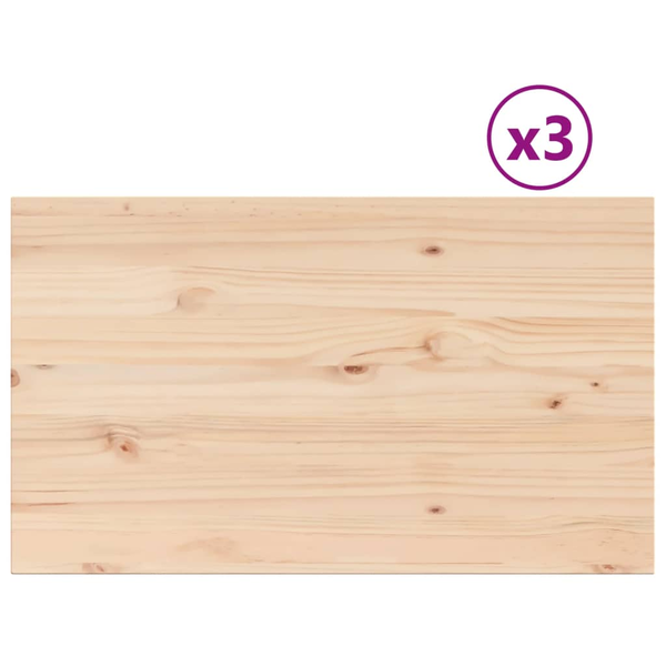  vidaXL Blaty do stolika, 3 szt., 80x47x2,5 cm, prostokątne, sosnowe