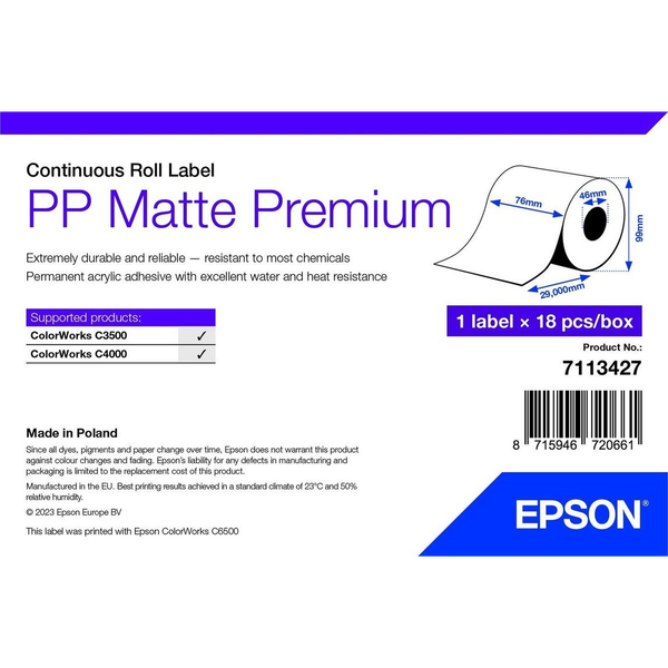 Epson 7113427 etichetta per stampante Bianco Etichetta per stampante autoadesiva