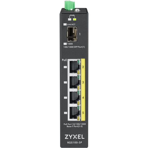 Zyxel RGS100-5P Unmanaged L2 Gigabit Ethernet (10/100/1000) Power over Ethernet (PoE) Zwart