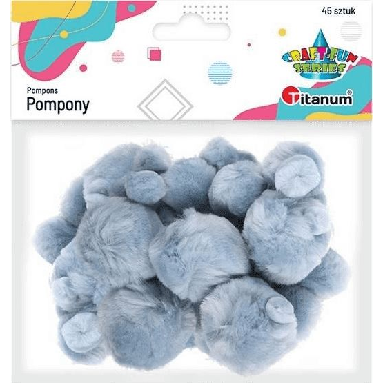  Titanum Pompony akrylowe szare mix rozmiarów 45szt