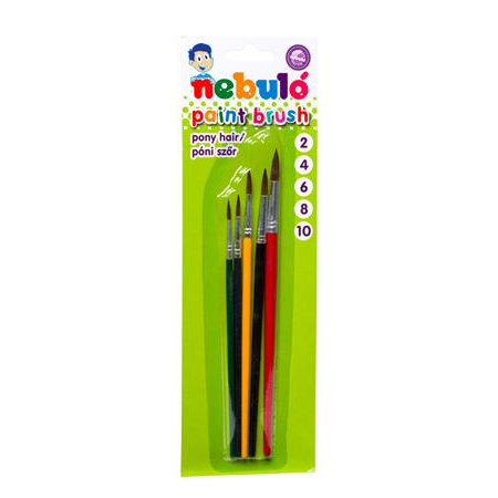 Nebuló No. 2-4-6-8-10 Kerek pónilószőr ecset készlet festett fanyéllel (HEK-F-5)