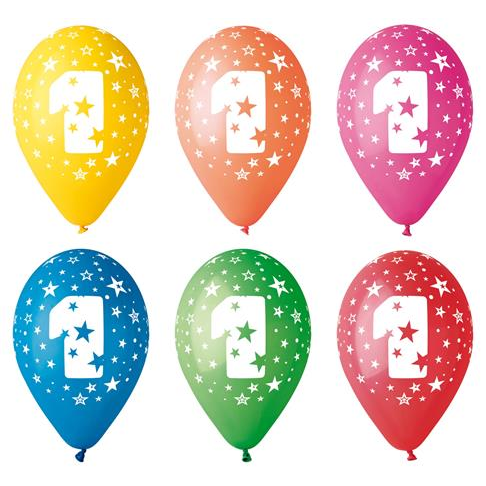 Léggömb 26cm - 1-es szám (5db) (11-PRINT1)