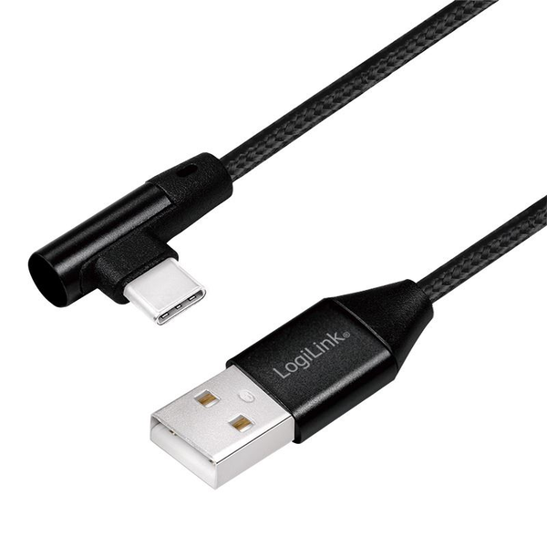 LogiLink USB-Stecker USB 2.0 zu USB-C (90° gewinkelt) 0,3m