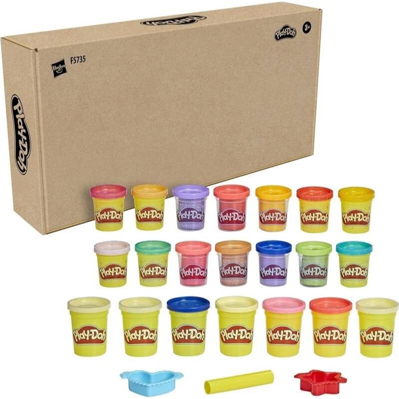 Play-Doh Gyurmakészlet 21 Tégely Színes Gyurmával, Szívecske és Csillag Formával