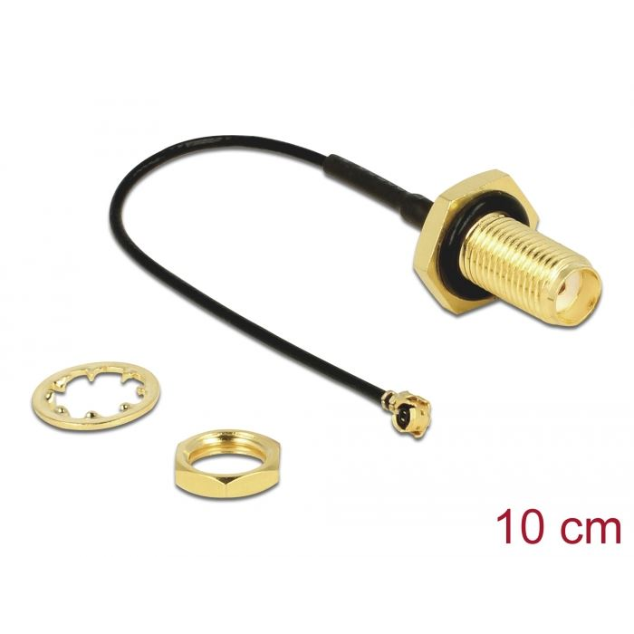 Delock SMA anya válaszfali csatlakozó > MHF I 10cm (88965) (del88965)