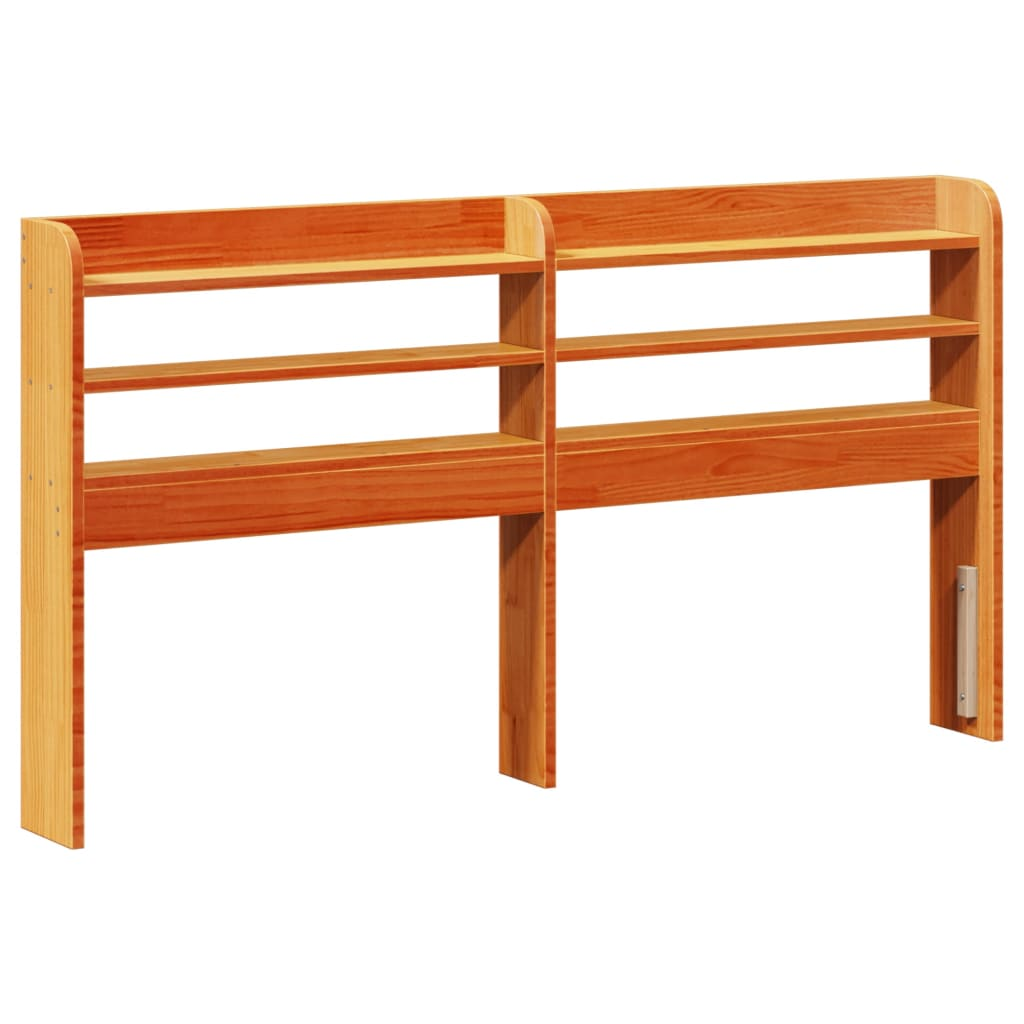 viaszbarna tömör fenyőfa fejtámla polcokkal 120 cm (850958)