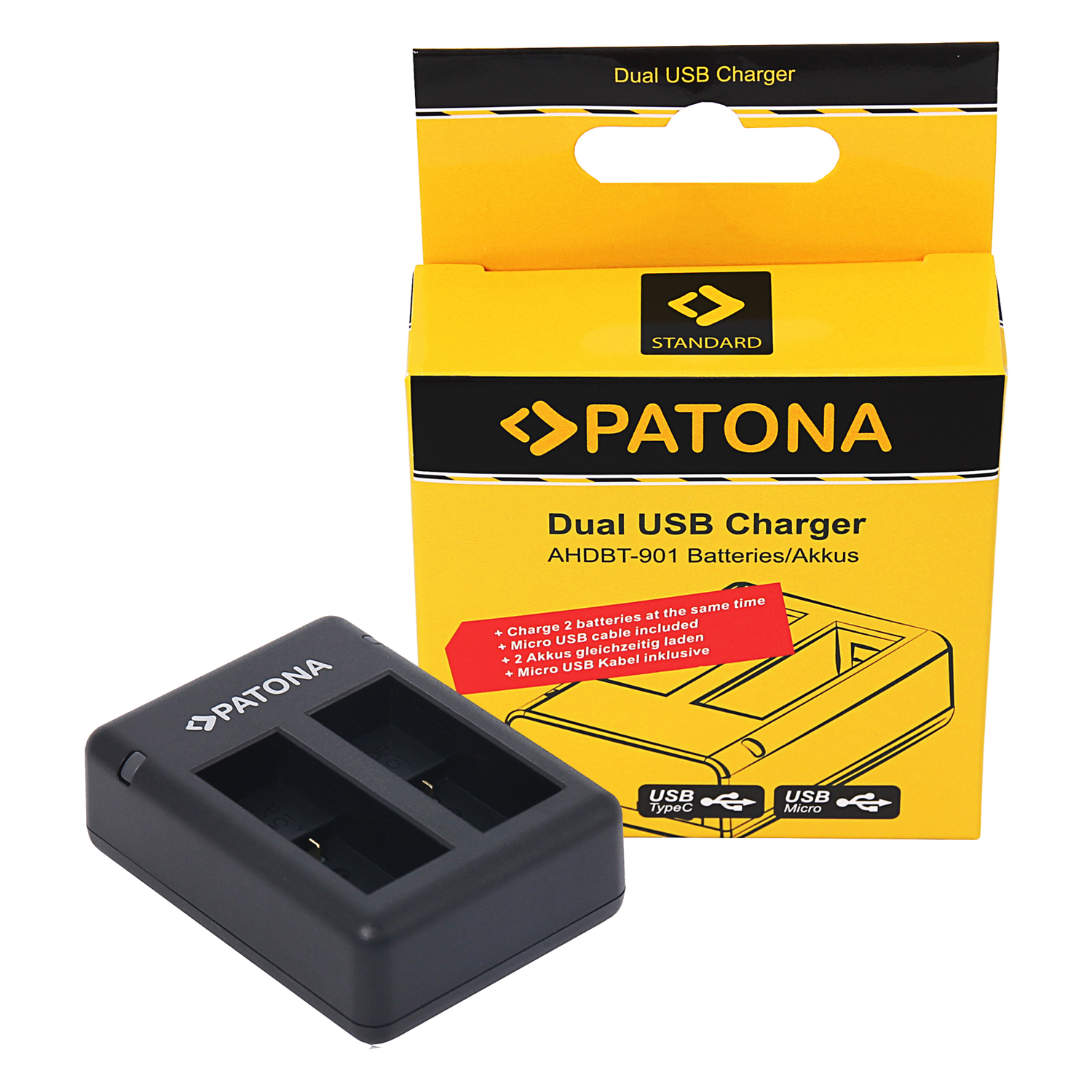 Patona PT9885 Dual GoPro Hero 9 / Hero 10 / Hero 11 / Hero 12 Akciókamera Akkumulátor töltő (PT9885)