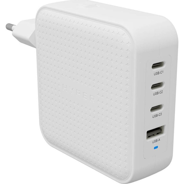 HYPER HyperJuice® 100W USB-C Úti töltőadapter 100 W 1x USB-A, 3x USB-C® Power Delivery, Power Delivery 3.0, QC 2,0, QC 3.0, PPS Fehér GaN, Európai 