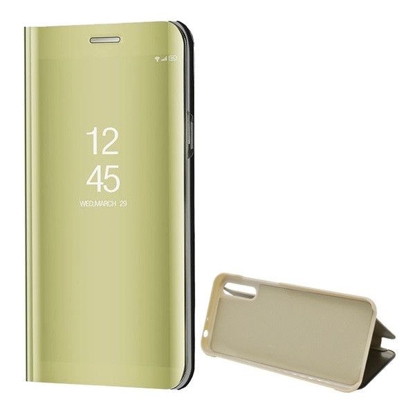 Huawei Y8p, Oldalra nyíló tok, hívás mutatóval, Smart View Cover, arany (utángyártott) (G98098)