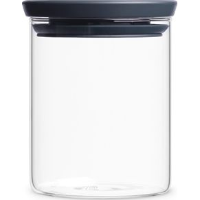 Brabantia üvegedény 0,6L, egymásra rakható, légmentes záródás, kerek, sötétszürke fedő, átlátszó üveg tartály - 298288 (298288)