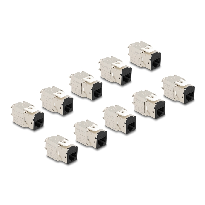 Delock Keystone Modul RJ45 anya - LSA Cat.6A eszközmentes fekete 10 db-os szett (88118) (88118)