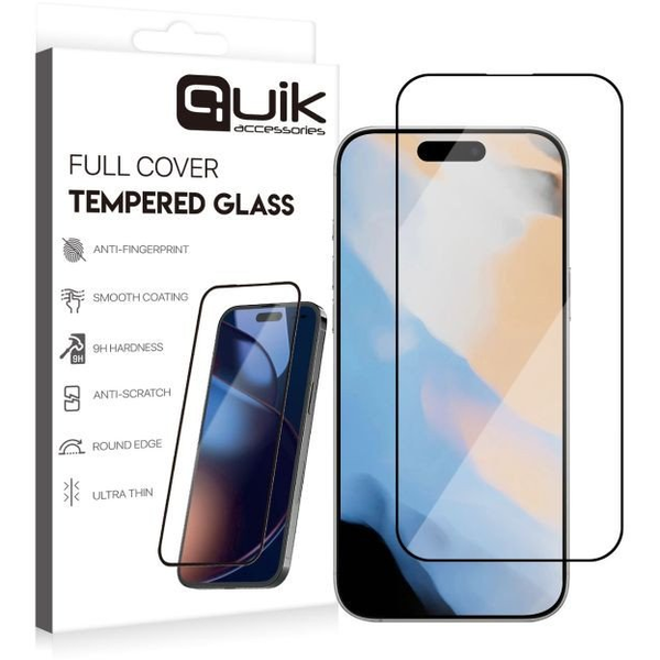 Quik Accessories Full Cover Tempered Glass for Apple iPhone 17