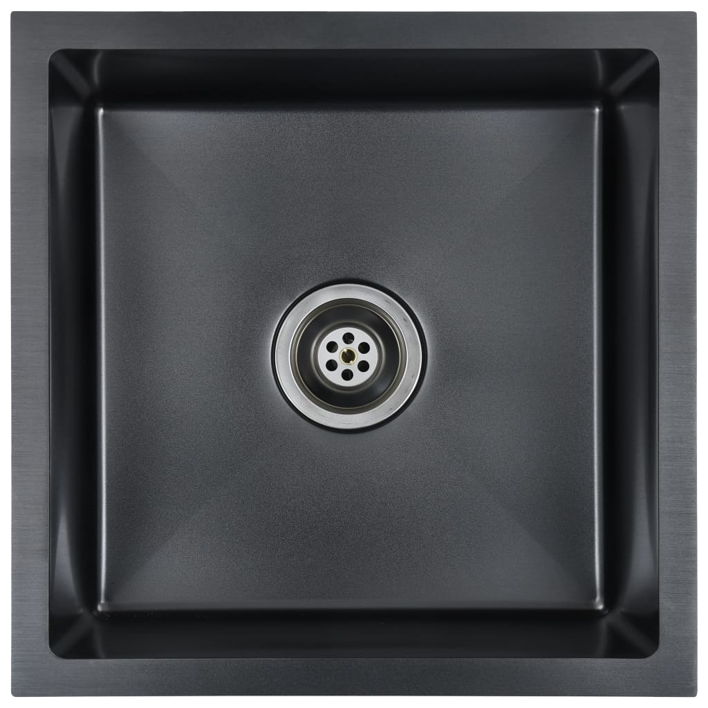 fekete kézzel készített rozsdamentes acél konyhai mosogató (145083)