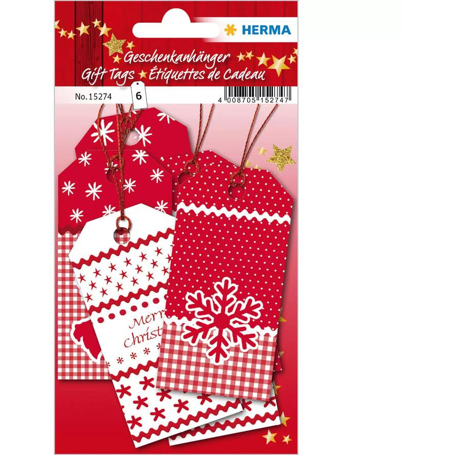 HERMA Weihnachtsgeschenkanhänger White Christmas 6 Stück (15274) (15274)