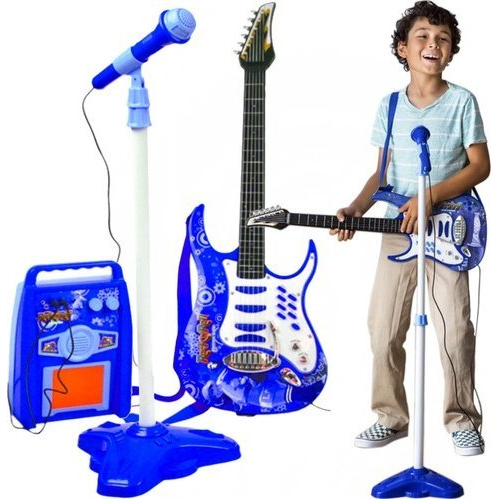 Kruzzel Gitara elektryczna+ mikrofon+wzmacniacz nieb 22409
