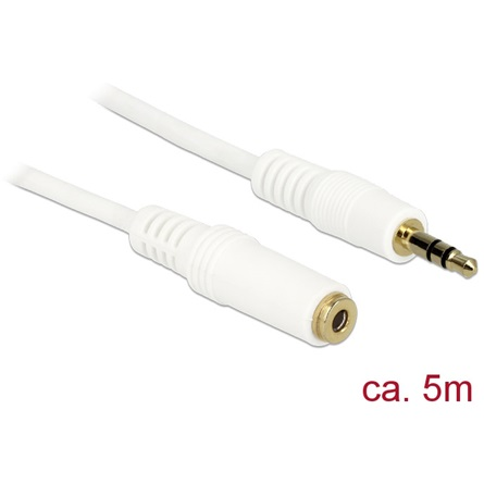 Delock Klinkenverlängerungskabel 3,5 mm 3 Pin Stecker > Buchse 5 m weiß
