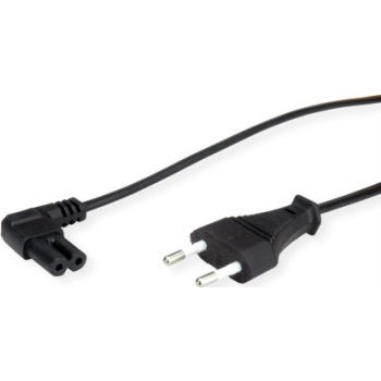 VALUE Netzkabel Euro-Flachstecker auf C7 gewinkelt, 2polig, schwarz, 1,8 m
