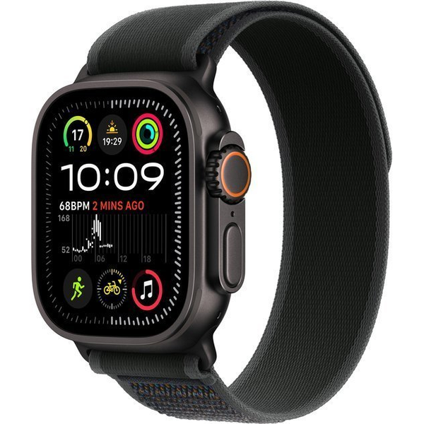 Ceas inteligent Apple Watch Ultra 2 GPS + Cellular 49 mm din titan negru cu curea Trail Loop neagră