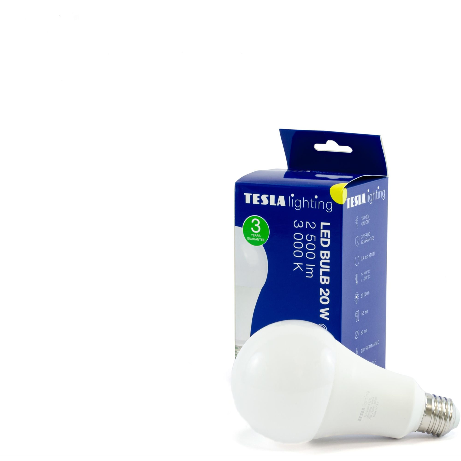 Tesla - LED izzó BULB E27, 20W, 230V, 2500lm, 25 000h, 3000K meleg fehér 220° (BL272030-8)