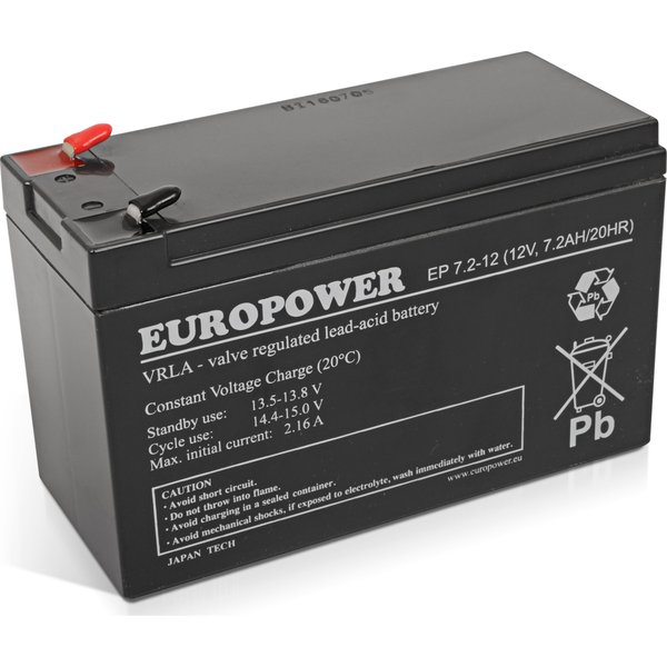 Europower Ep Series Agm Battery 12v 7.2ah (service Life 6-9 Years)