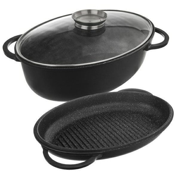 Orion Sütőedény GRANDE Aroma kétoldalas 43x30x17 cm-es üvegfedél (127027)