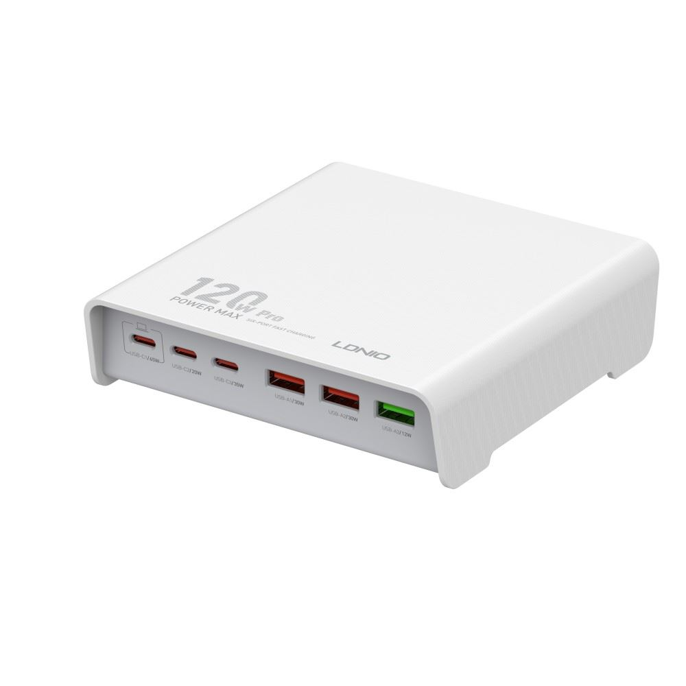 LDNIO Q605 3xUSB-A 3xUSB-C asztali töltő 120W fehér (Q605)