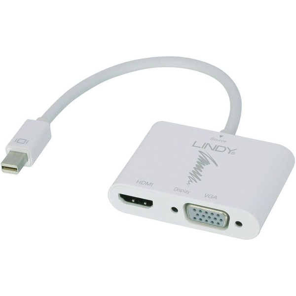 Lindy 41070 video kabel adapter Mini DisplayPort HDMI + VGA (D-Sub) Wit