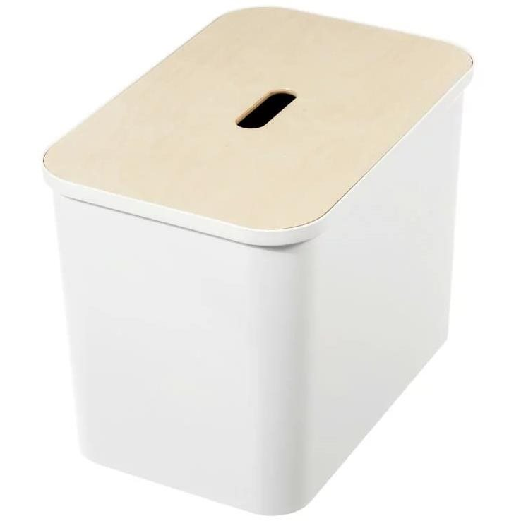 Orthex Collect szeméttároló, fehér + fa fedél, 76 l (130600211)