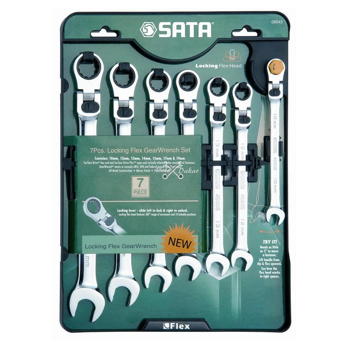 Törhető csillag-villáskulcs racsnival és 7el Sata zárral (GL09043)