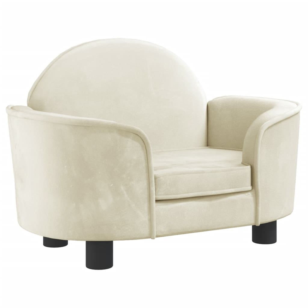 krémszínű bársony kutyaágy 66x40x45 cm (171844)