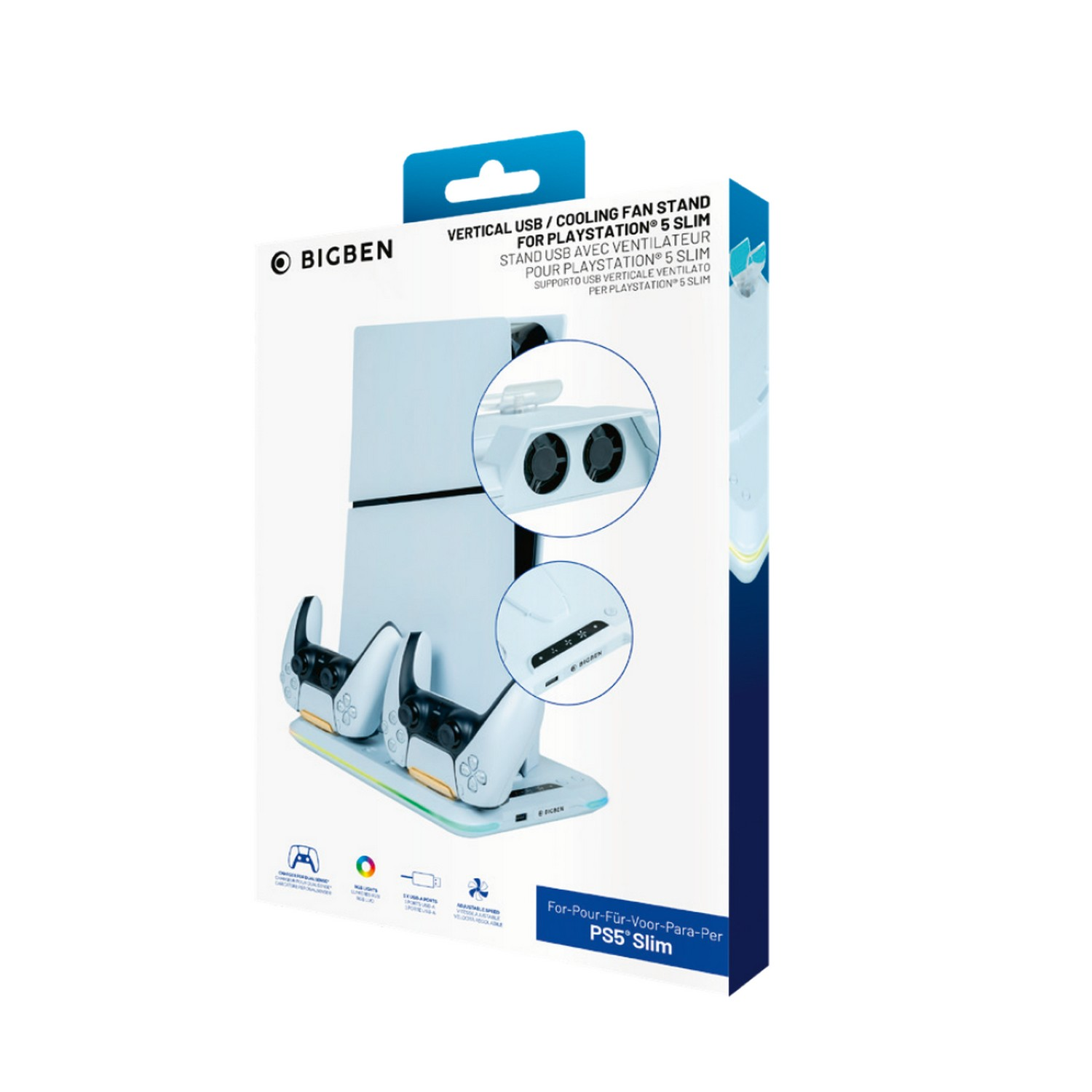 Nacon Multifunkionális Töltőállomás 2 DualSense kontrollerhez - Szürke (PS5SCHARGESTANDFAN)