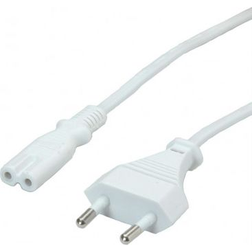 VALUE Netzkabel Euro-Flachstecker auf C7, 2polig, wei, 3 m