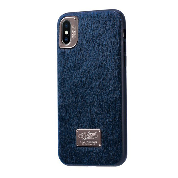 WK műanyag telefonvédő (műanyag hátlap, plüss bevonat) KÉK [Apple iPhone XS Max 6.5] (5996457839858)